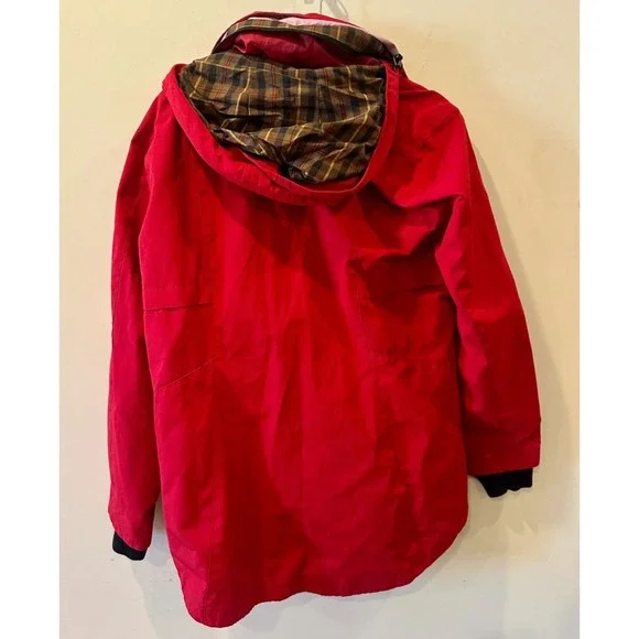 Pendleton Red Hooded Raincoat Anorak NWOT Women Sz XL Plaid Lining Full Zip $259 - Picture 4 of 11